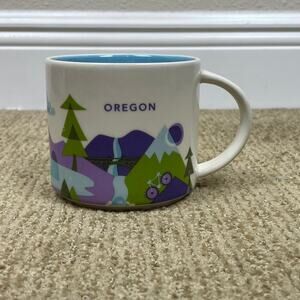 Starbucks Oregon 14 oz "You Are Here" Mug Blue Interior Pre-Owned No Chips‎